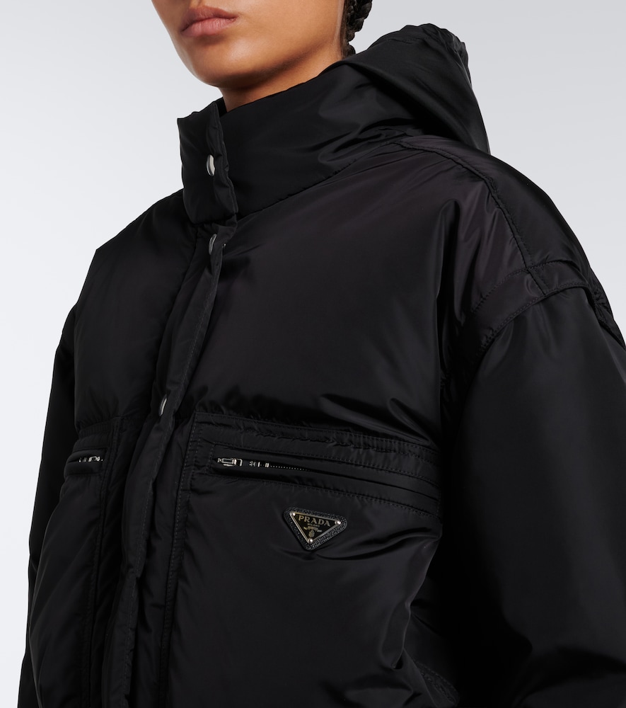 Prada Re-nylon Cropped Down Jacket In Black