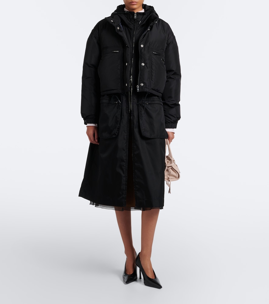 Prada Re-nylon Cropped Down Jacket In Black