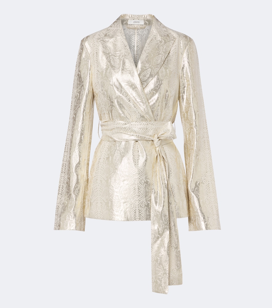 Joseph Ashner Snake-print Silk-blend Lamé Blazer In Gold