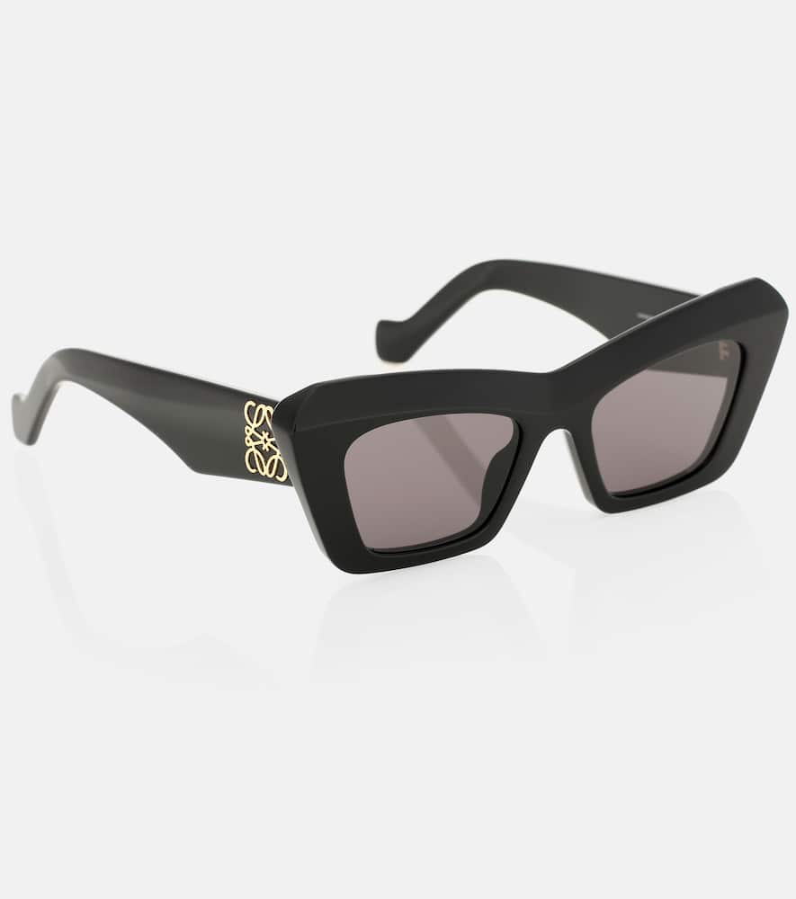 Loewe Anagram-logo Cat-eye Acetate Sunglasses In Shiny Black