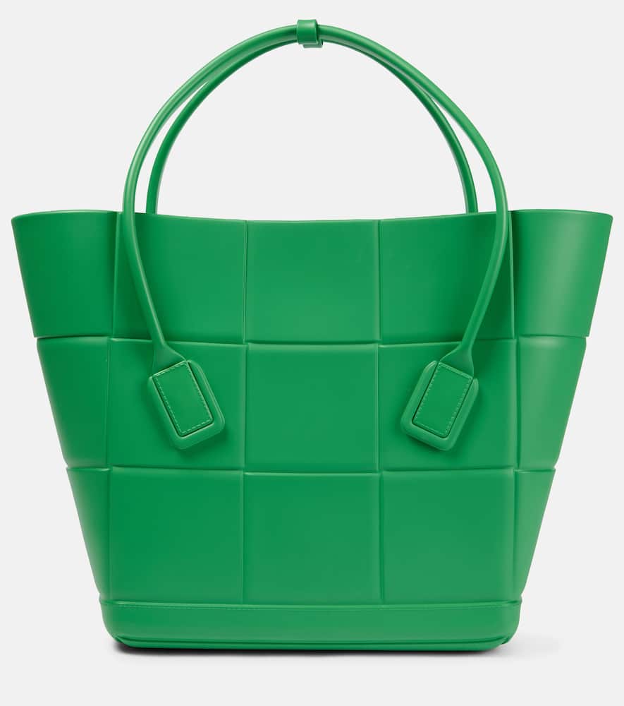 Bottega Veneta Arco Intrecciato-effect Rubber Tote Bag In Grass-grass G-silver