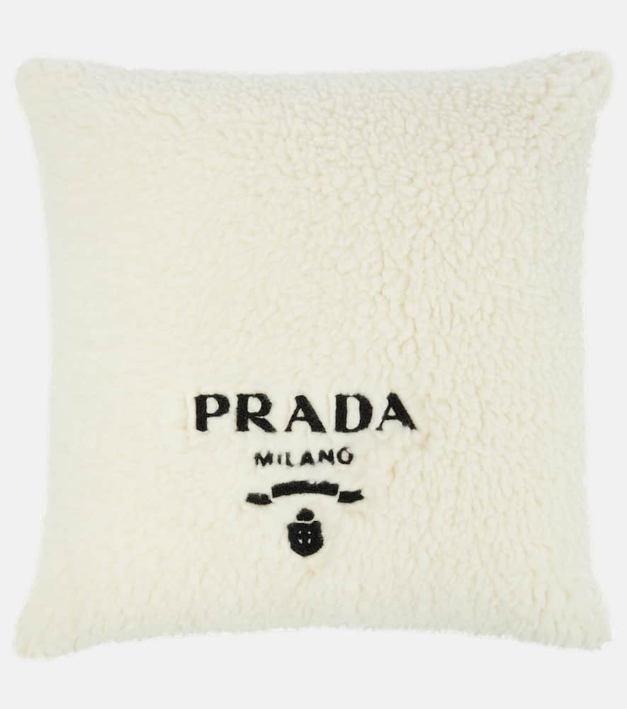 Logo wool, silk and cashmere cushion