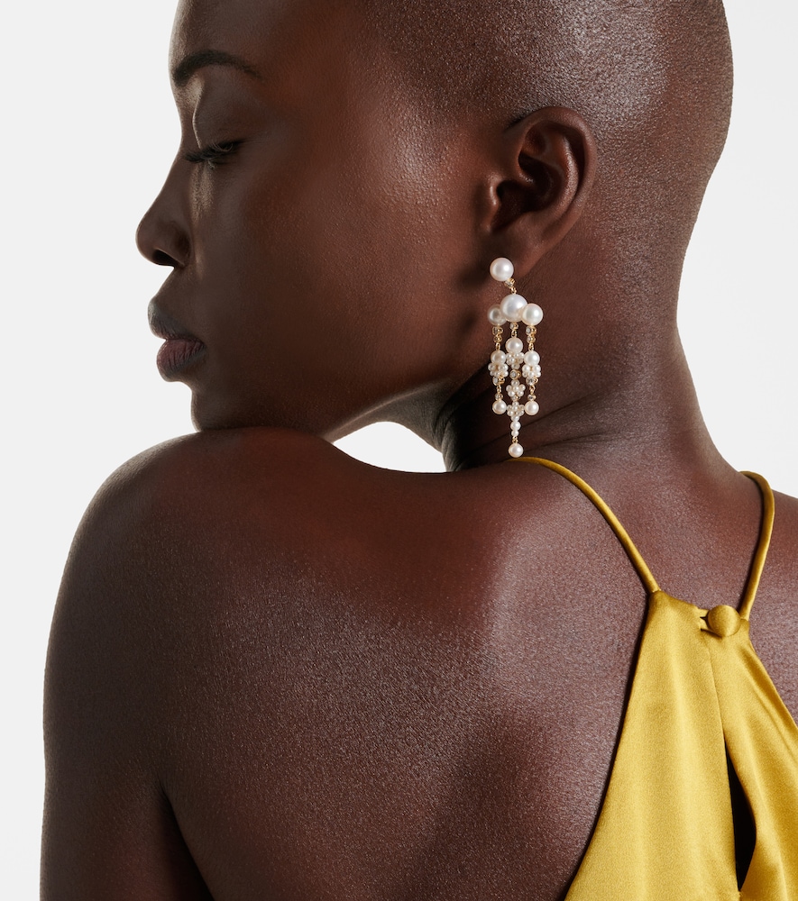 Sophie Bille Brahe Jardin De Rêve 14kt gold drop earrings with diamonds and pearls
