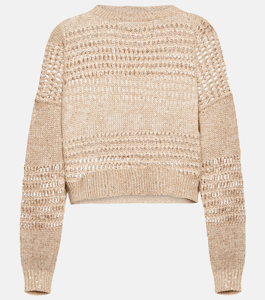Brunello Cucinelli Embellished openwork sweater