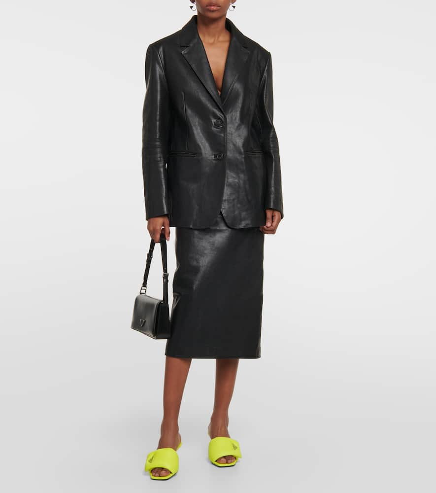 Shop Prada Padded Leather Mules In Giallo Fluo