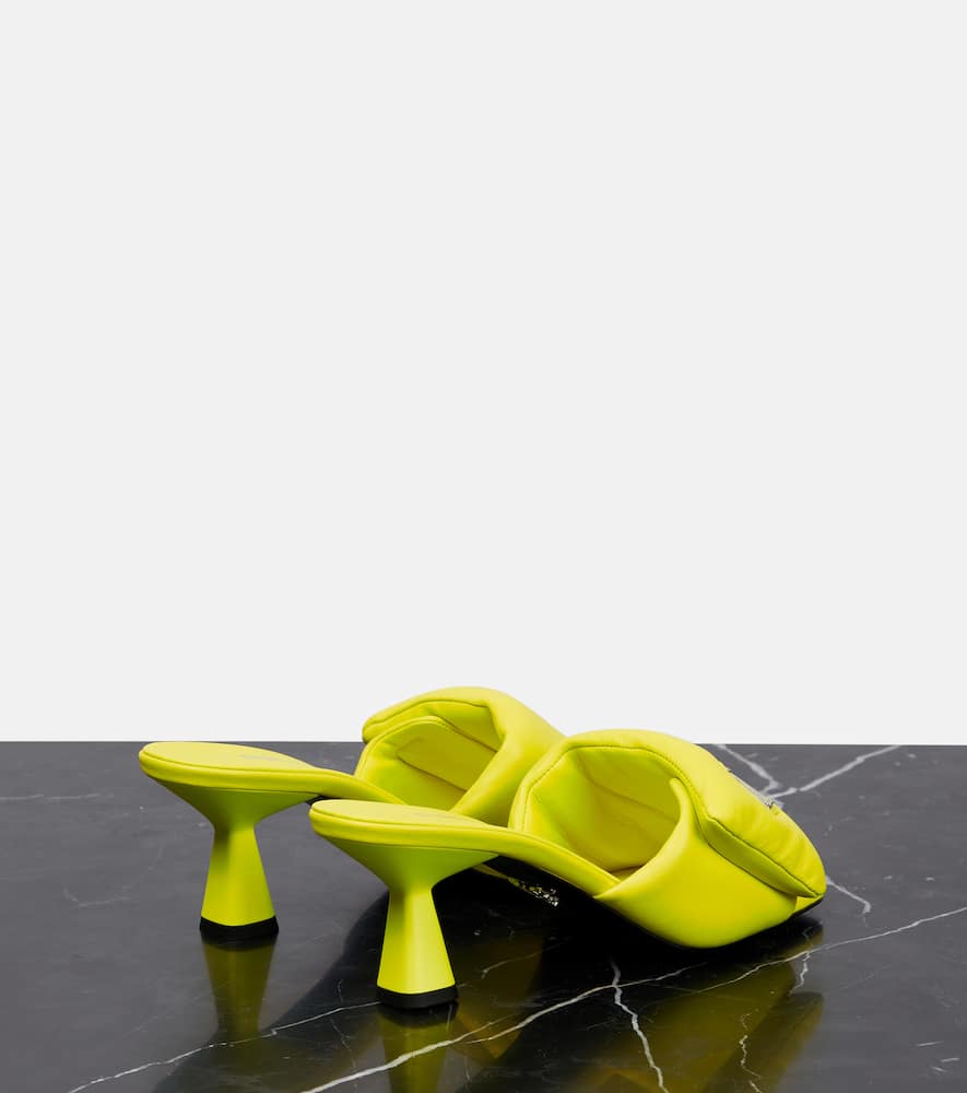 Shop Prada Padded Leather Mules In Giallo Fluo