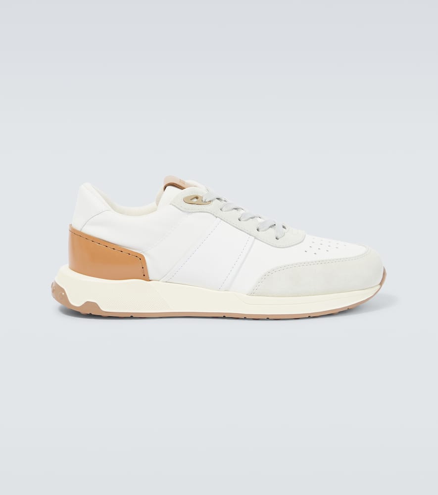 TOD'S LEATHER AND SUEDE-TRIMMED SNEAKERS