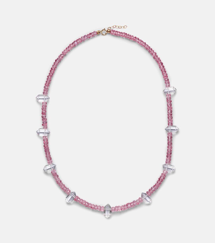 Roxanne First The Feeling Lucky 9kt gold necklace with amazonite and quartz