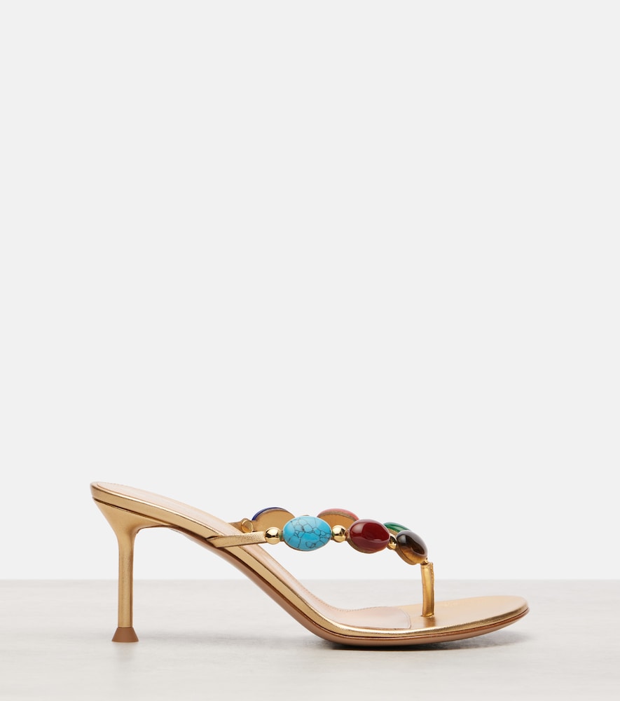 Shanti Embellished Leather Thong Sandals
