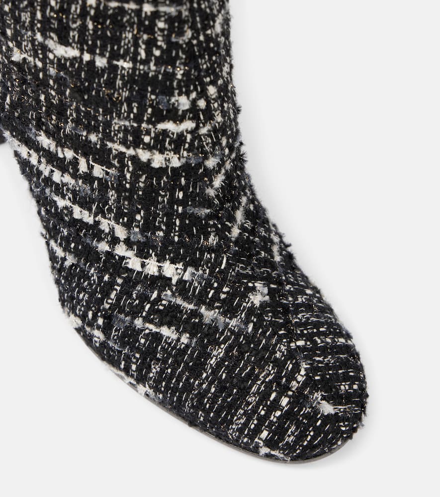 Gianvito Rossi High Block Heel Knee-high Tweed Boots In Black