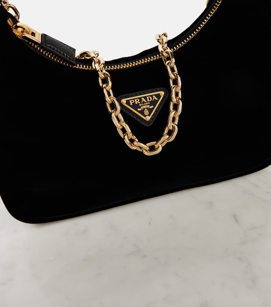 Prada Re-edition Small Embellished Shoulder Bag In Black