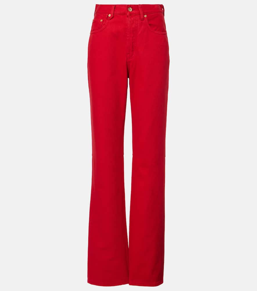 Jacquemus Denim Trousers Straight Belt Loops In Red