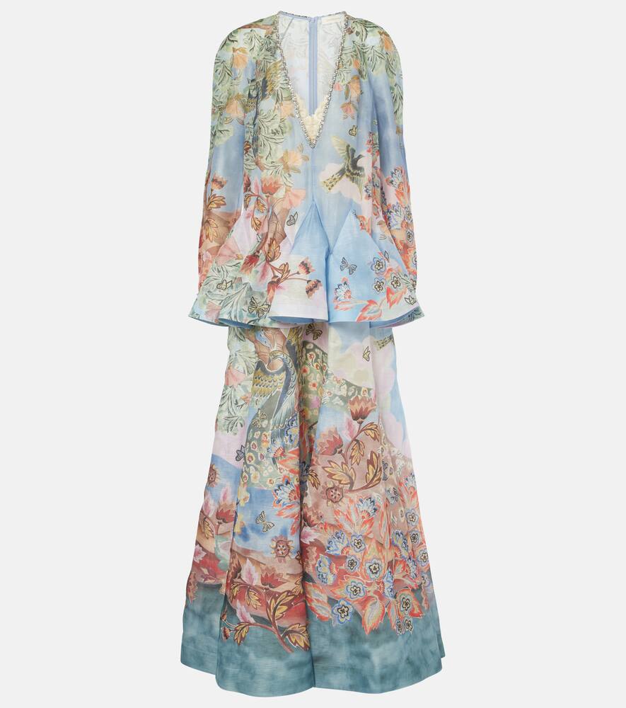 Zimmermann Illustration floral linen and silk gown