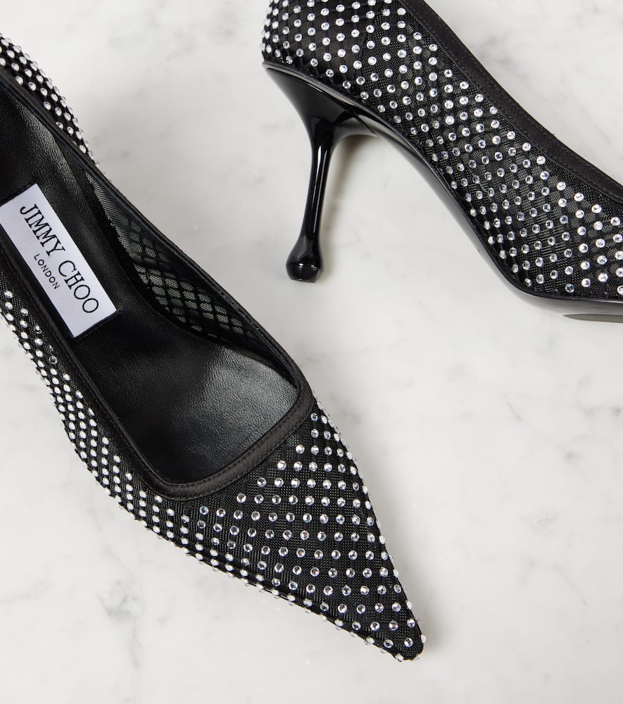Jimmy Choo Ixia 95 Mesh Dã©colletã© In Black
