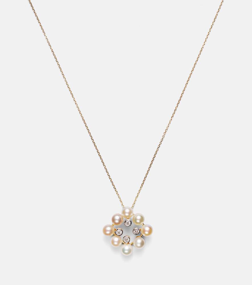 Mateo Cluster 14kt Gold Pendant Necklace With Pearls And Diamonds In Gold