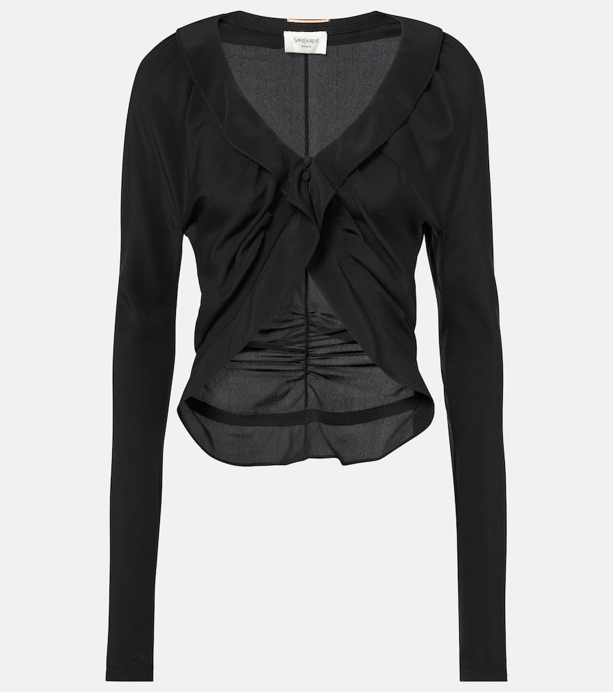 Saint Laurent Ruffled Long-sleeved Blouse In Black