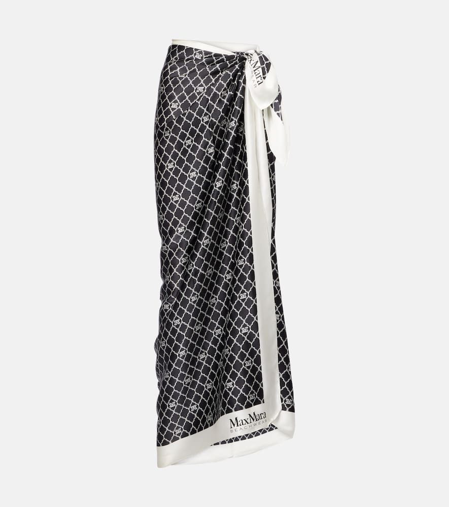 Max Mara Ottico Silk Beach Cover-up In Black
