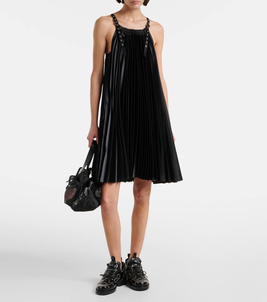NOIR KEI NINOMIYA PLEATED FAUX LEATHER MINIDRESS 