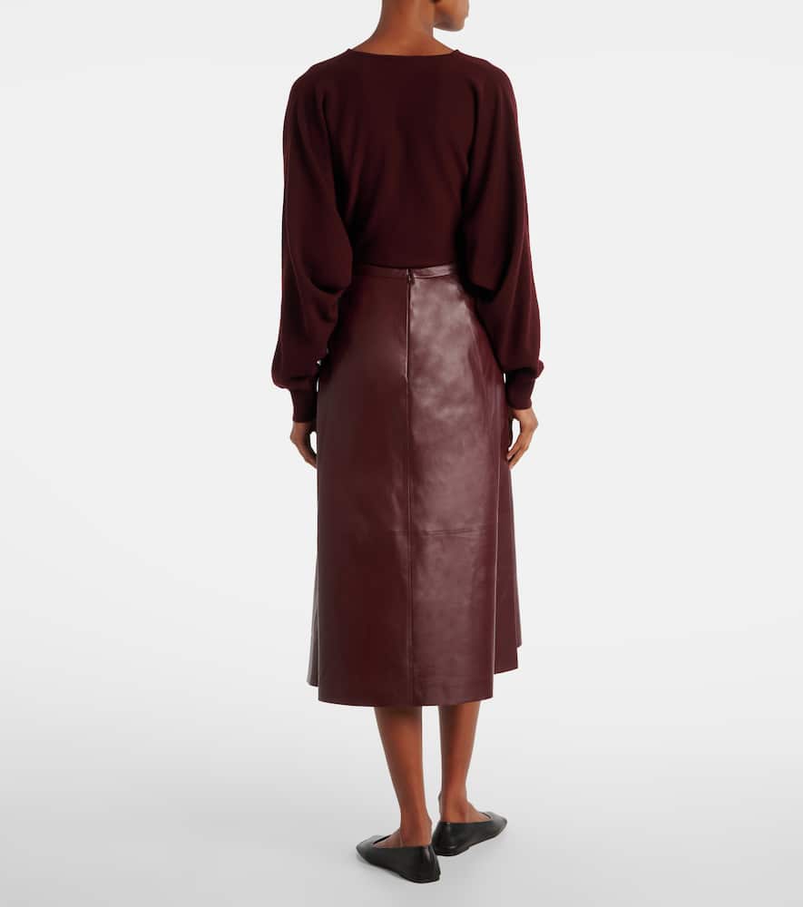 Fforme Leather Midi Skirt In Brown