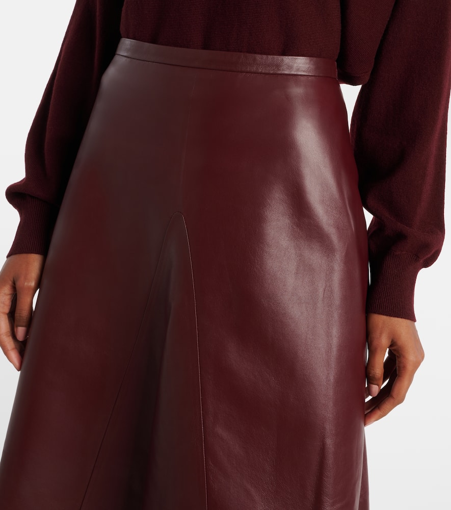 Fforme Leather Midi Skirt In Brown