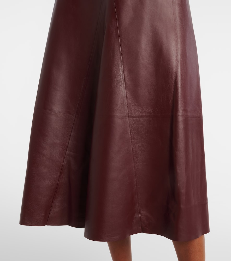 Fforme Leather Midi Skirt In Brown