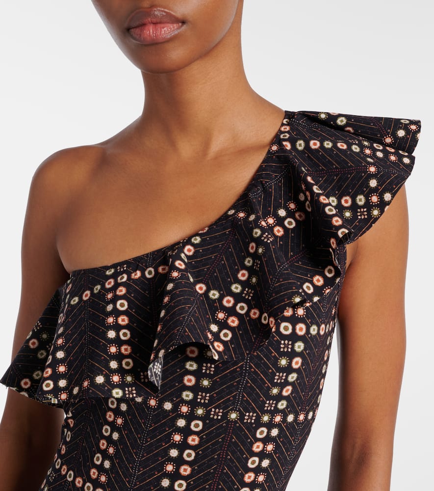 Shop Isabel Marant Étoile Siciliyage Ruffled One-shoulder Swimsuit In Black
