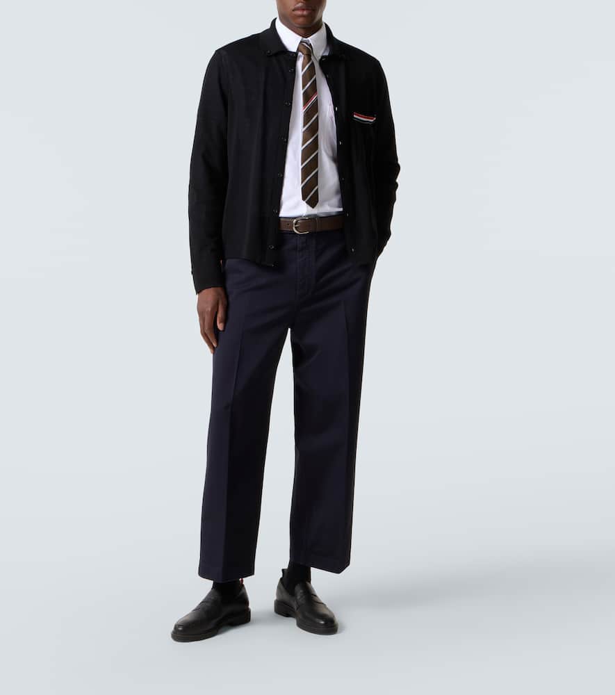 Thom Browne Rwb Stripe Virgin Wool Cardigan In Black