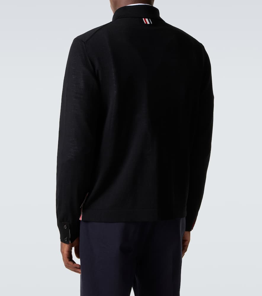 Thom Browne Rwb Stripe Virgin Wool Cardigan In Black