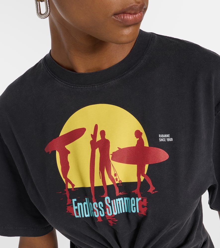 Shop Rabanne Printed Cropped Cotton Jersey T-shirt