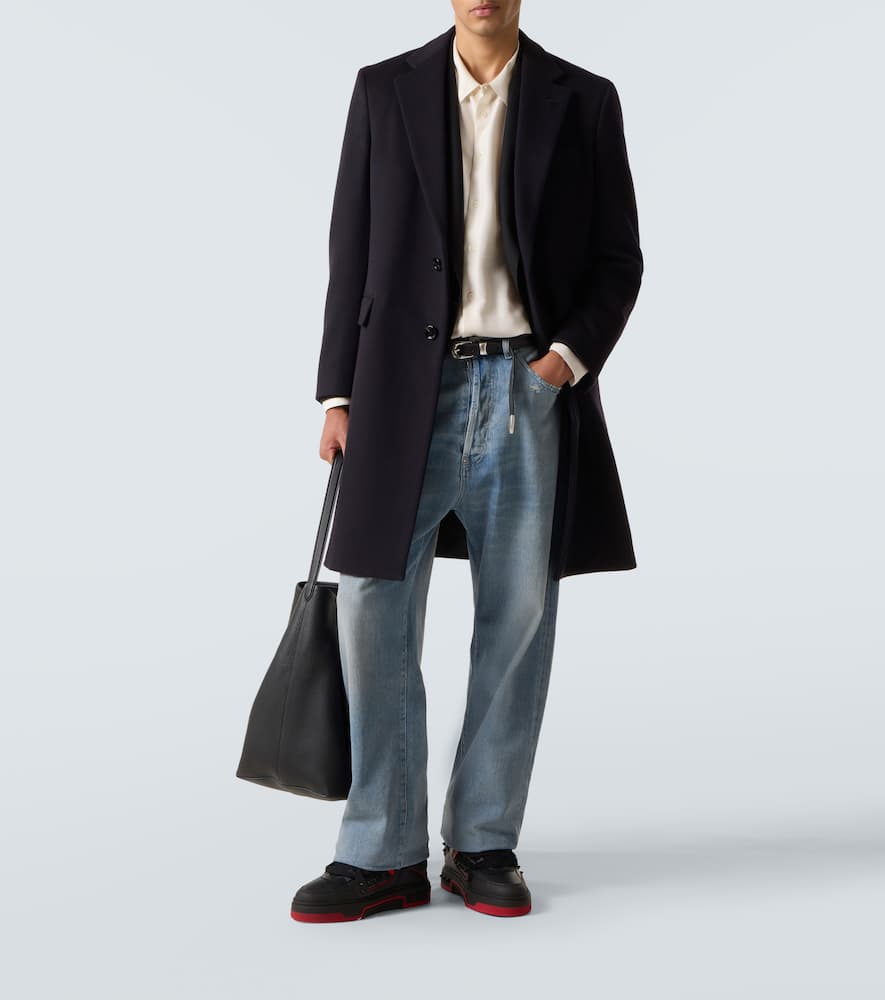 Christian Louboutin Astroskate Spiked Leather-trimmed Sneakers In Black