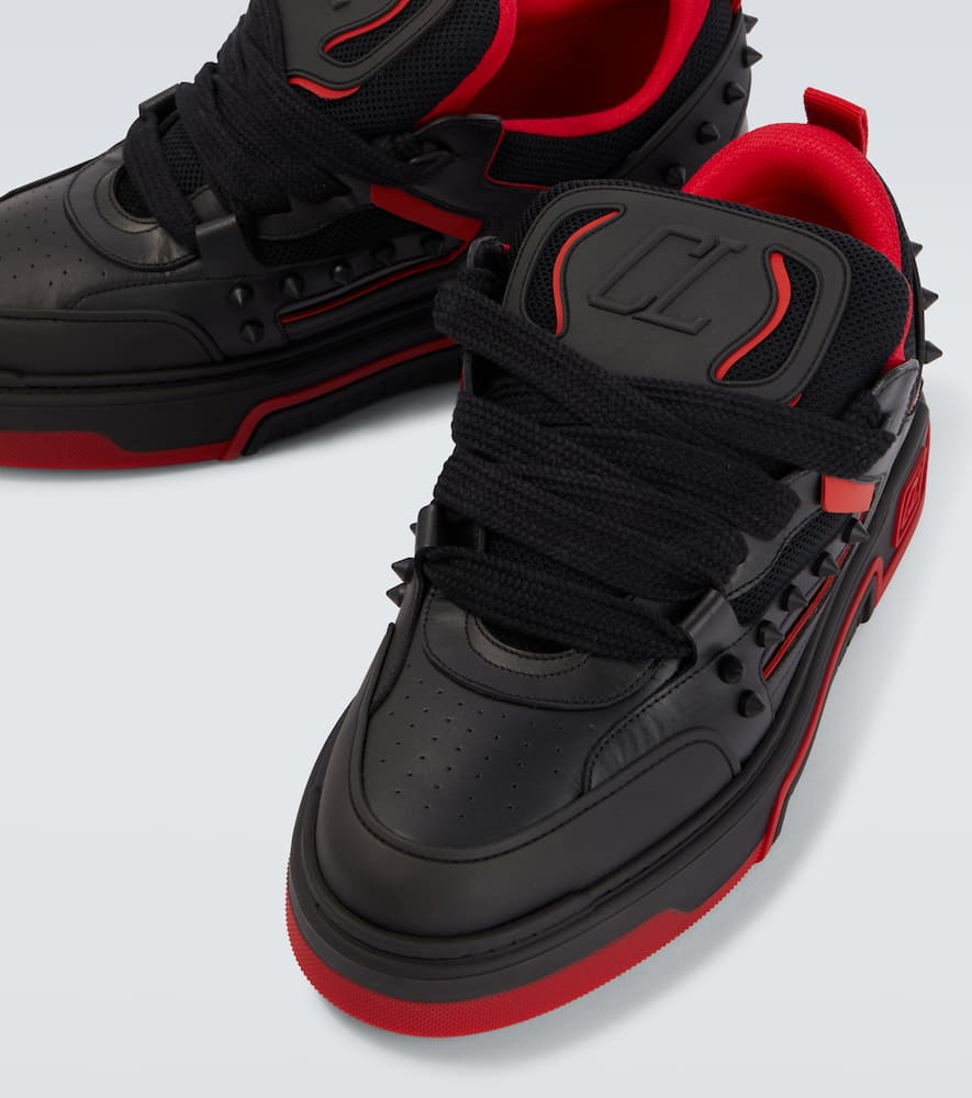 Christian Louboutin Astroskate Spiked Leather-trimmed Sneakers In Black