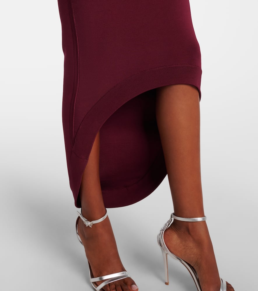 Galvan Halterneck Midi Dress In Burgundy