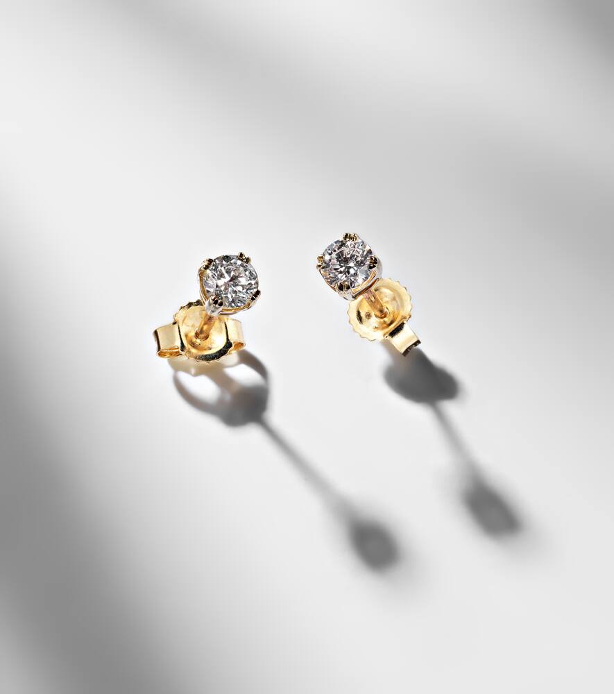 Stone And Strand 14kt Gold Earrings With Diamonds In Gold