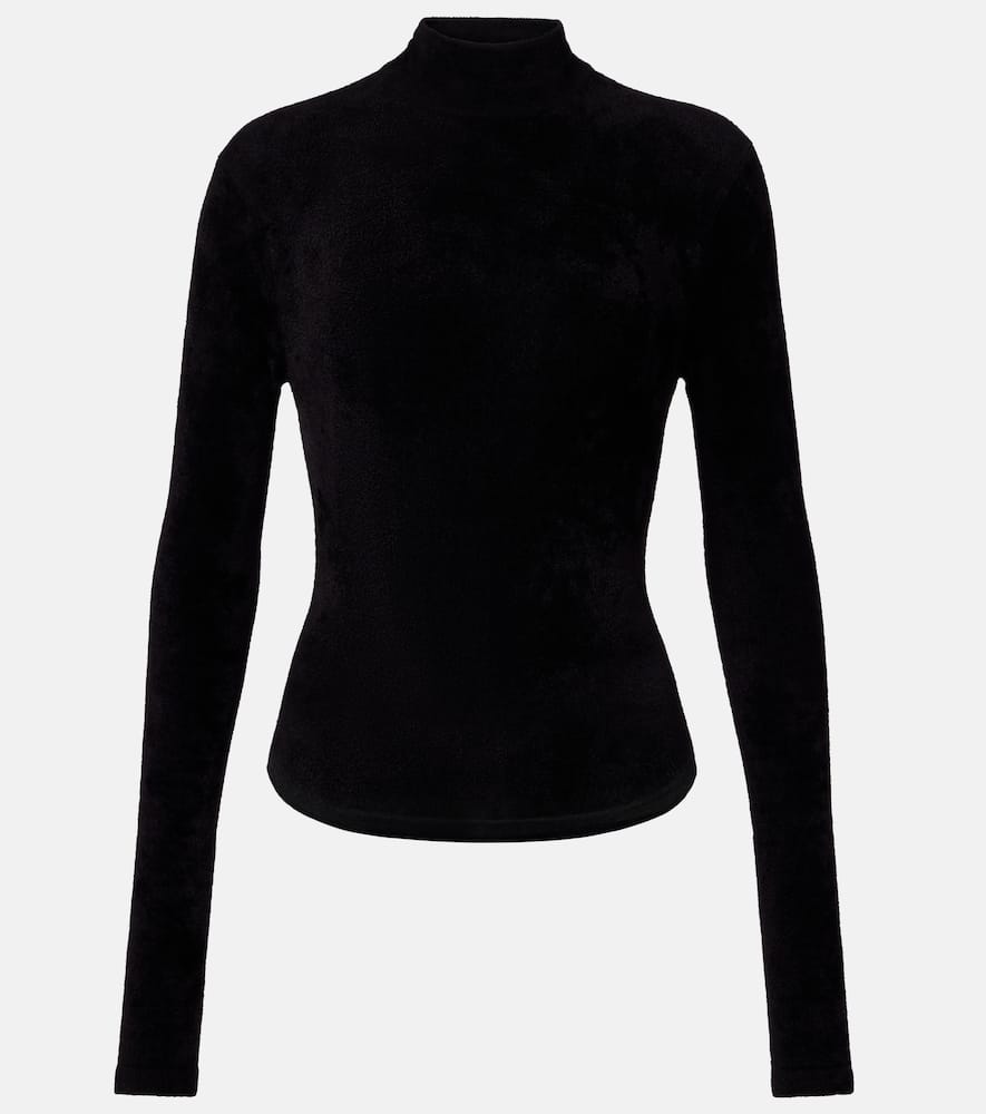 Versace Chenille Turtleneck Bodysuit In Black