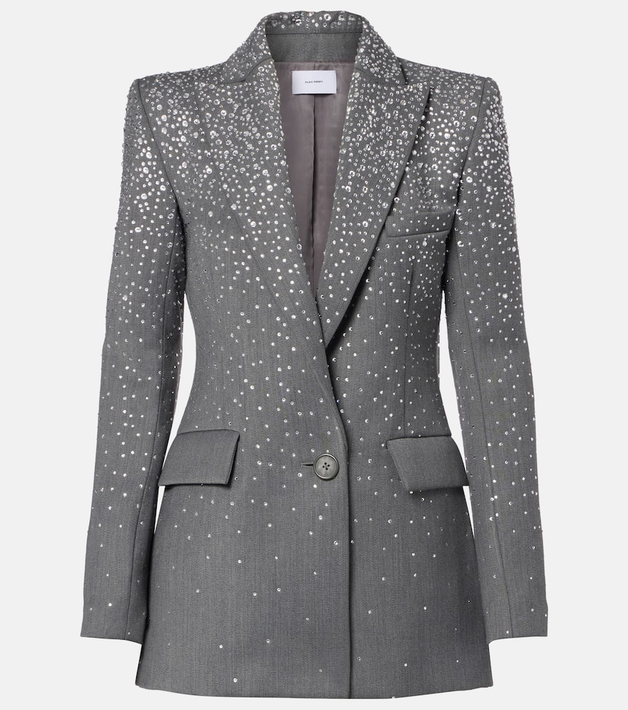 Alex Perry Crystal-embellished Blazer In Gray