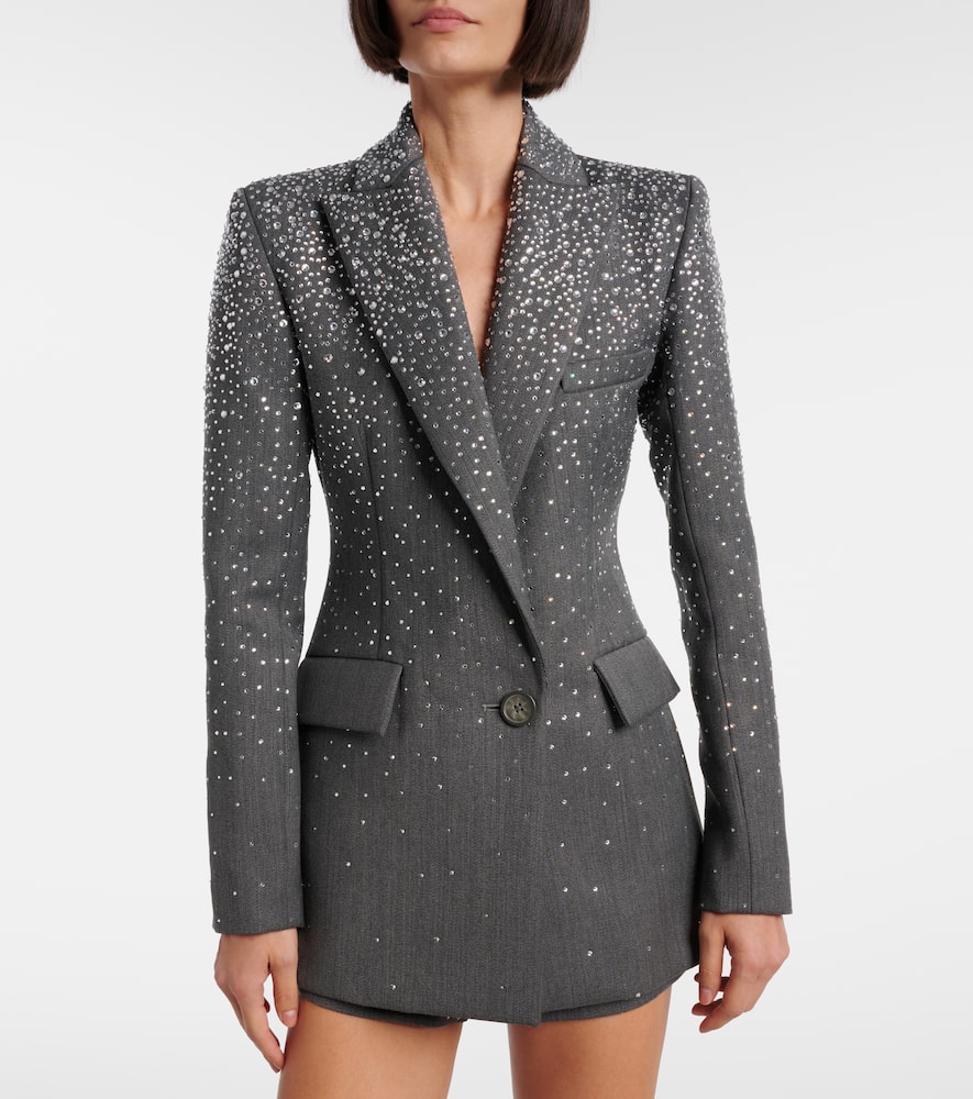 Alex Perry Crystal-embellished Blazer In Gray