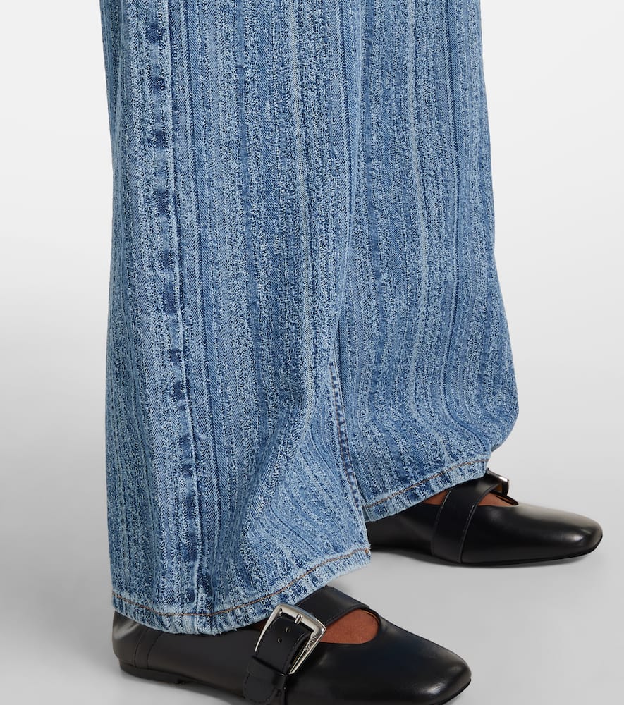 Ganni Striped Wide-leg Jeans In Blue