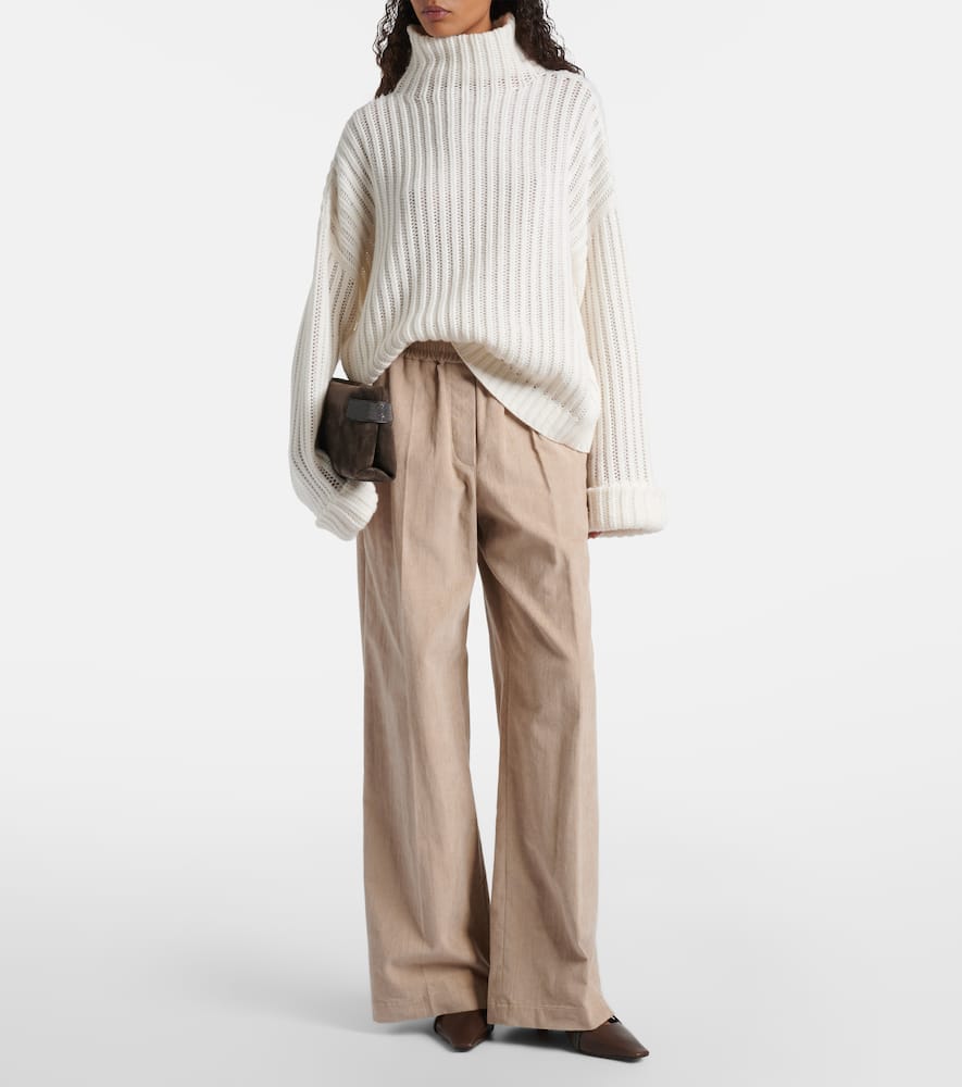 Brunello Cucinelli Cotton Corduroy Wide-leg Pants In Brown