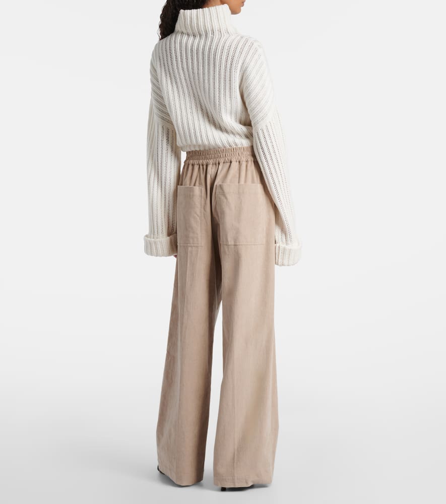Brunello Cucinelli Cotton Corduroy Wide-leg Pants In Brown