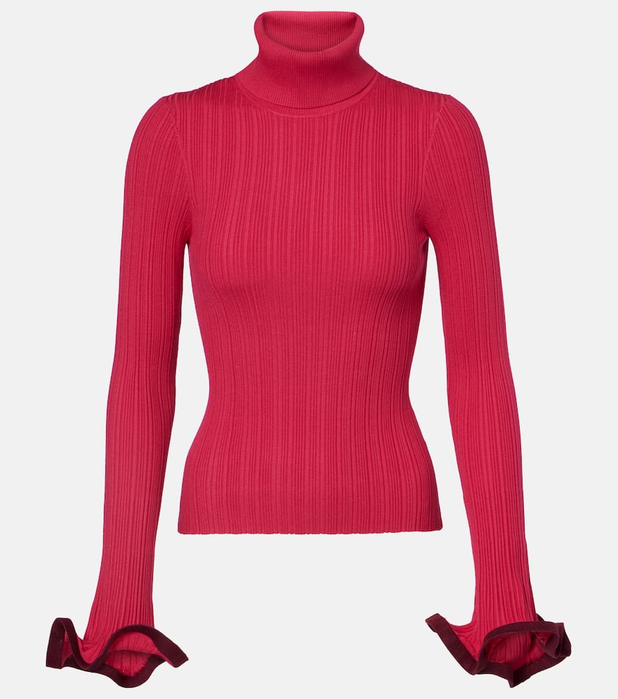 Simkhai Lola Ruffled Turtleneck Sweater In Pink