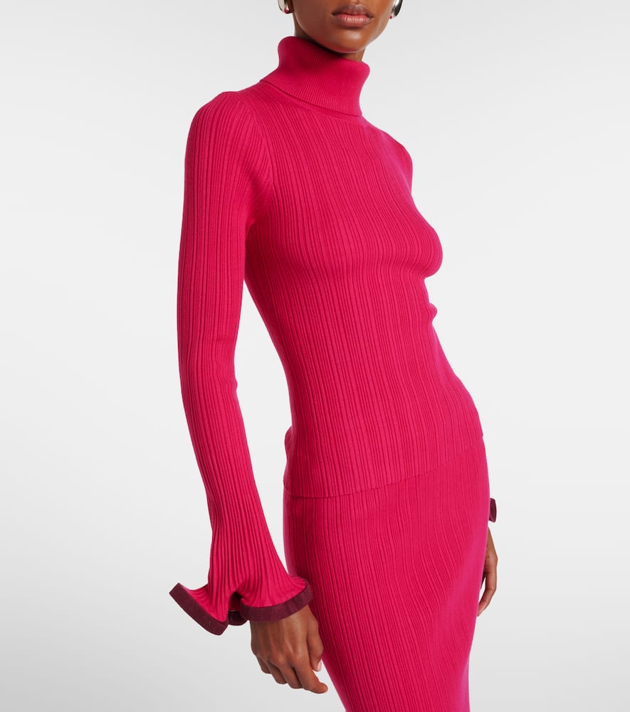 Simkhai Lola Ruffled Turtleneck Sweater In Pink