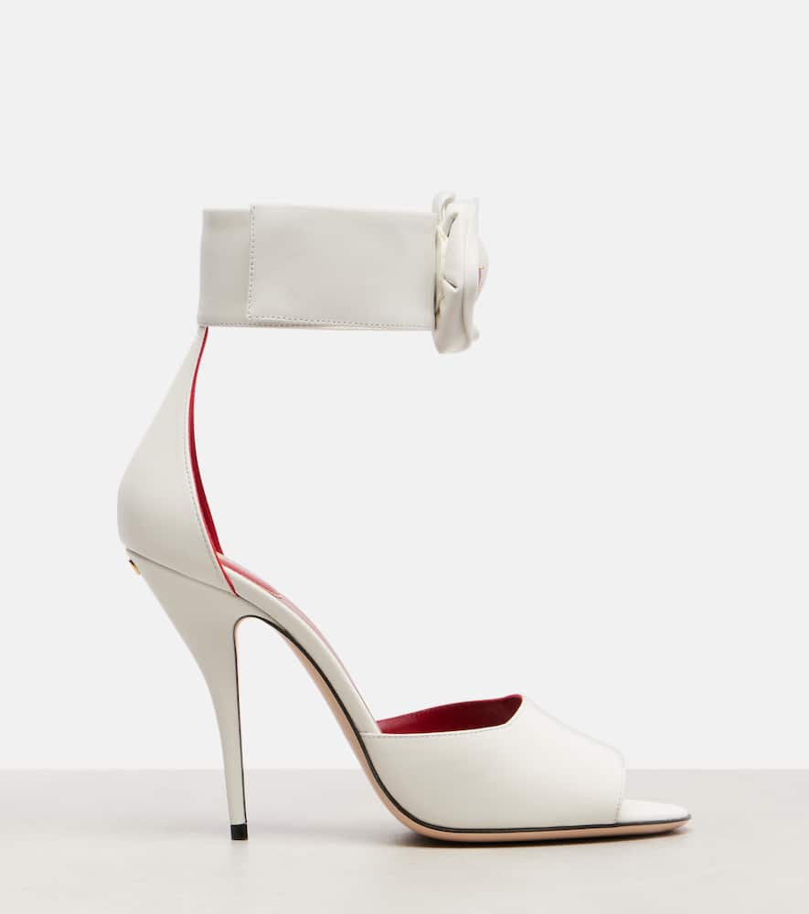 Valentino Garavani Drip Rose Kidskin Sandal With Crystals 105mm Woman White 41 In White