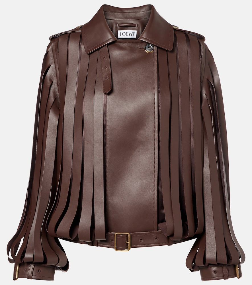 Loewe Leather Jacket In Brown