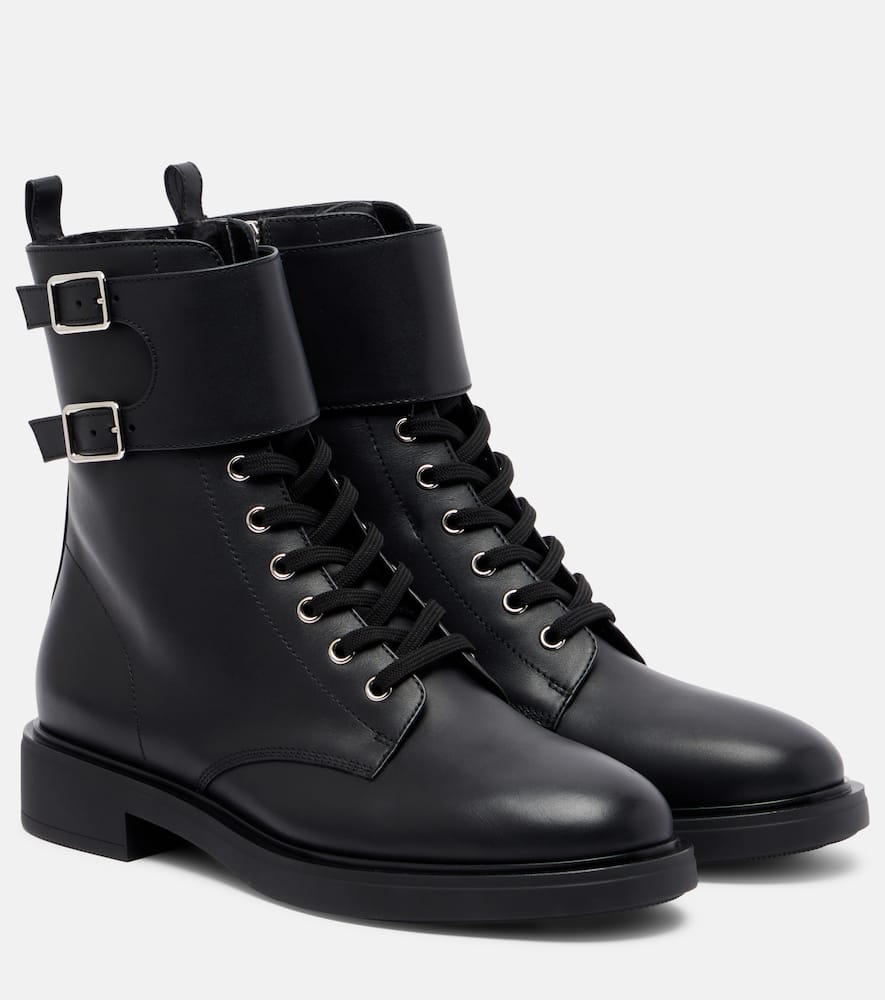 Gianvito Rossi Ripley Leather Combat Boots In Black