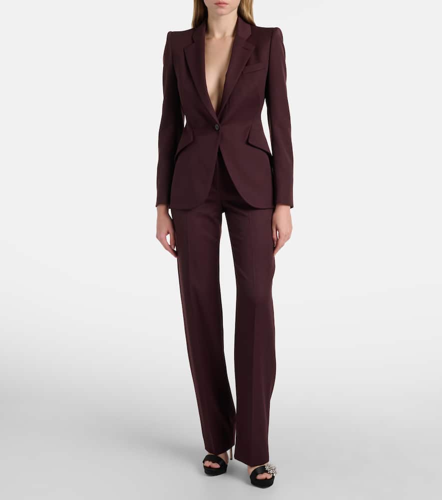 Alexander Mcqueen Wool Grain De Poudre Straight Pants In Brown