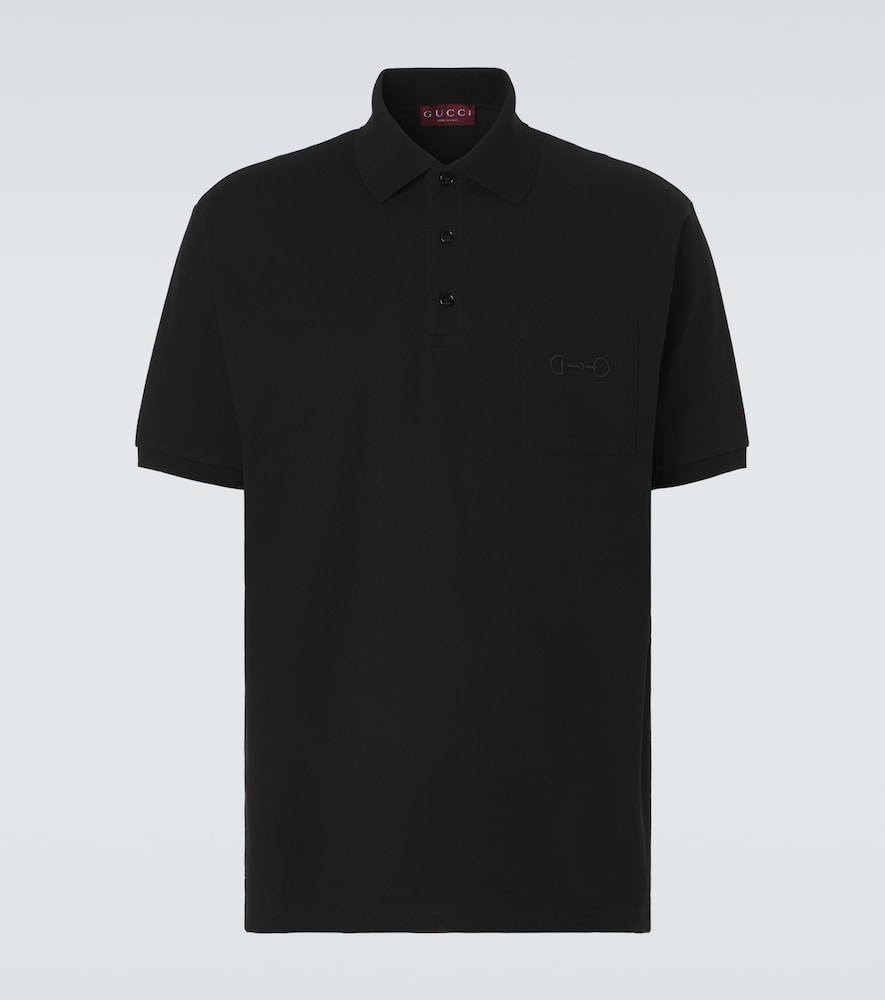 Gucci Men's Black Horsebit Cotton-Blend Pique Polo Shirt Uk Size 44