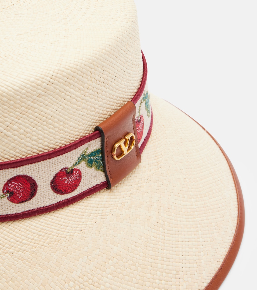  Valentino Valentino Cherryfic Straw Bucket Hat 