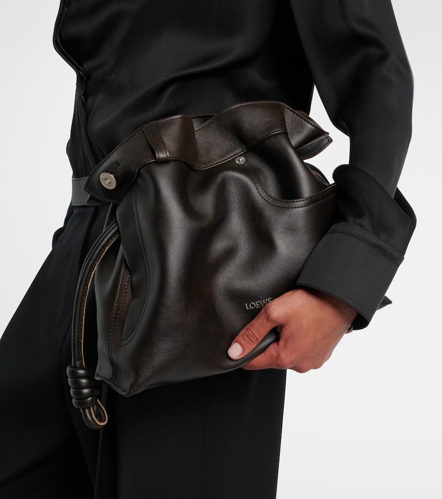 Loewe Leather Jean-detail Flamenco Clutch Bag In Black