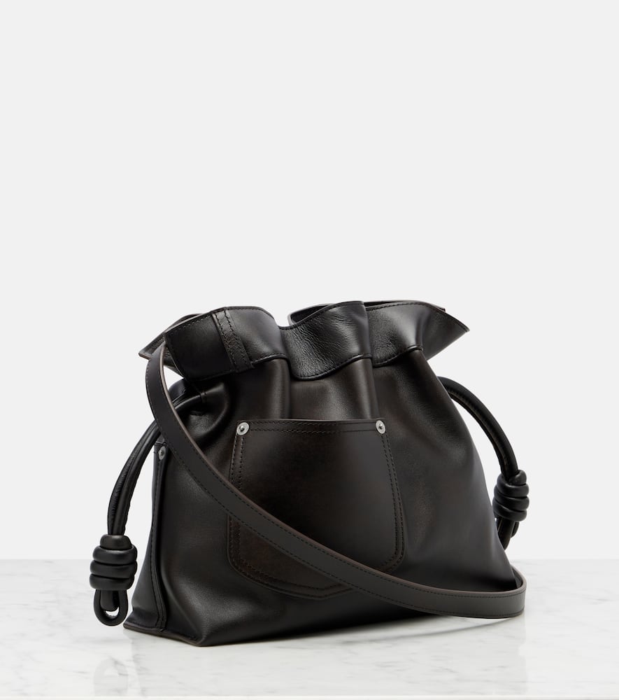 Loewe Leather Jean-detail Flamenco Clutch Bag In Black
