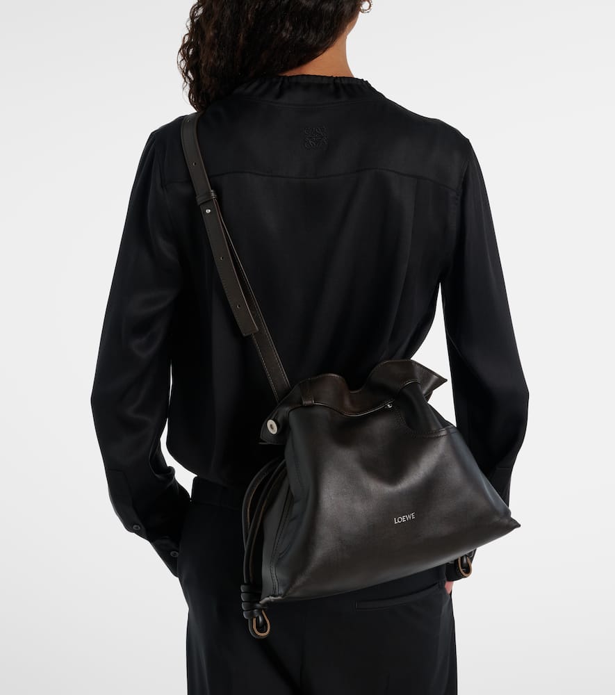 Loewe Leather Jean-detail Flamenco Clutch Bag In Black